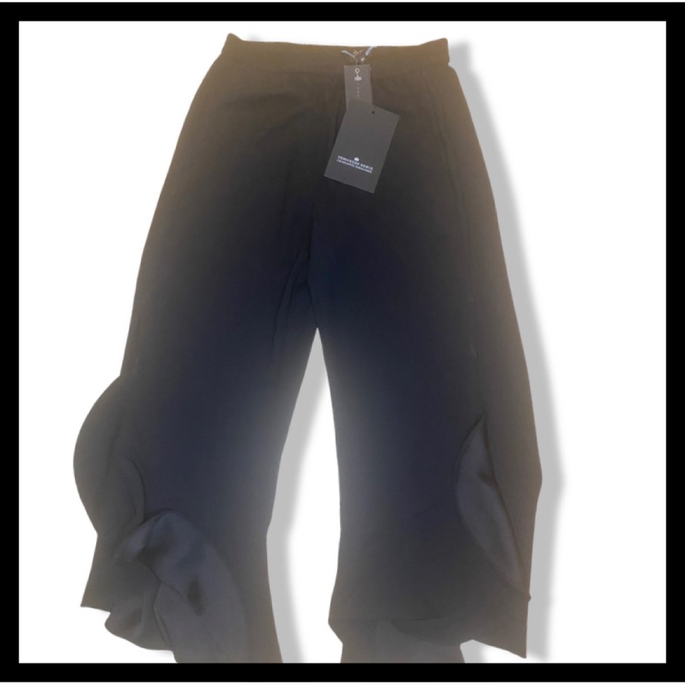 Black Ruffle Hem Pants - Picture 2 of 10